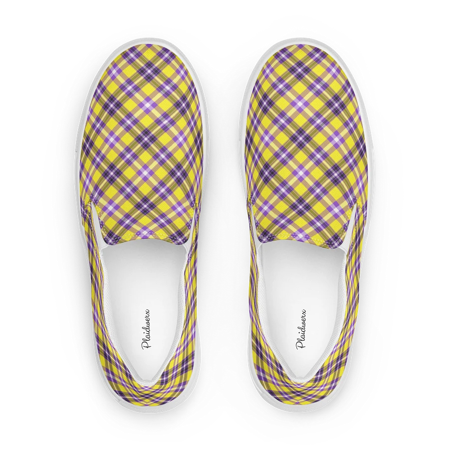Bright Yellow and Purple Plaid Women's Slip-On Shoes product image (1)