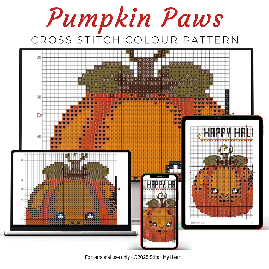 Pumpkin & Paws Cross Stitch Pattern product image (3)