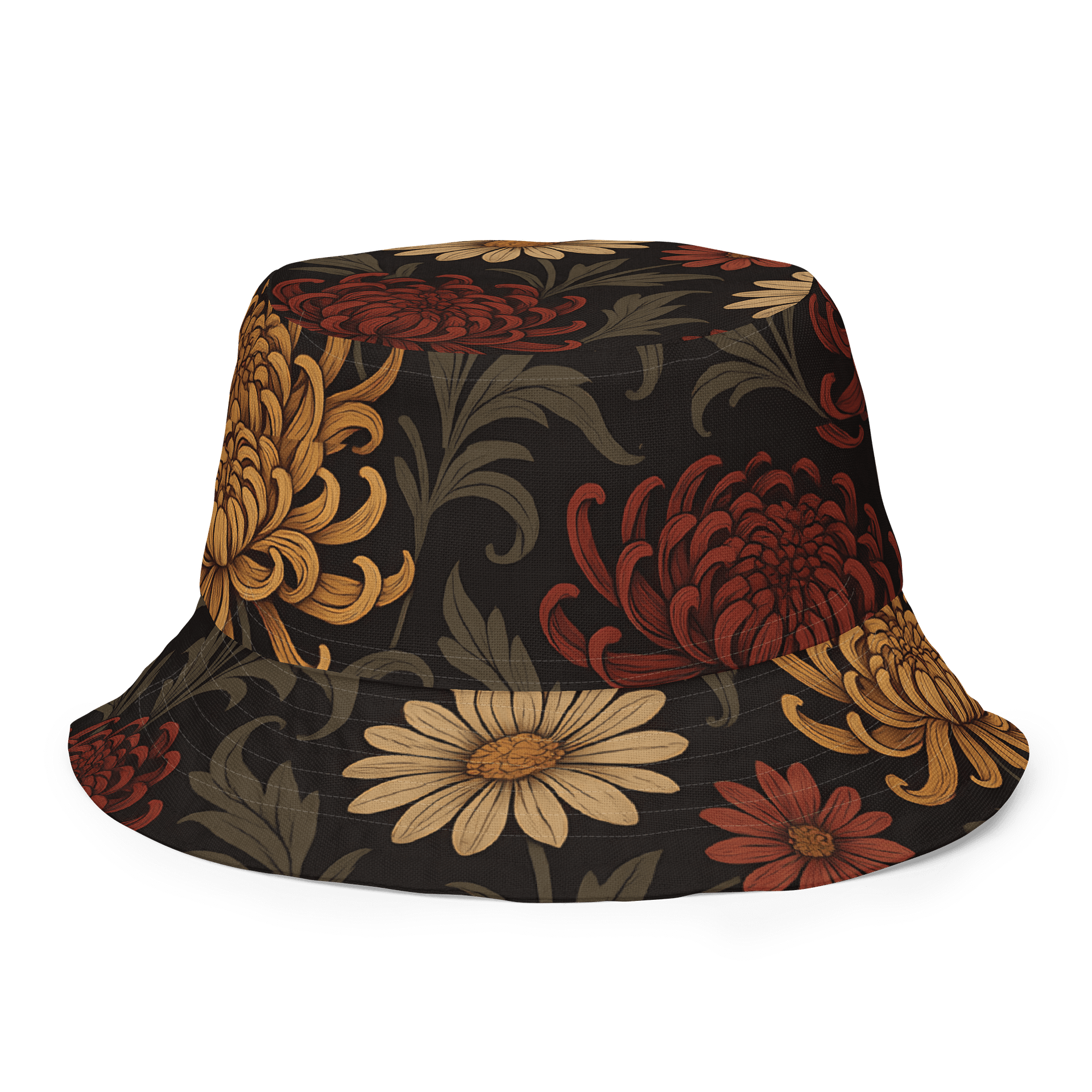 Chrysanthemum & Daisy Reversible Bucket Hat – Floral Sun Hat for Outdoor Adventures product image (1)