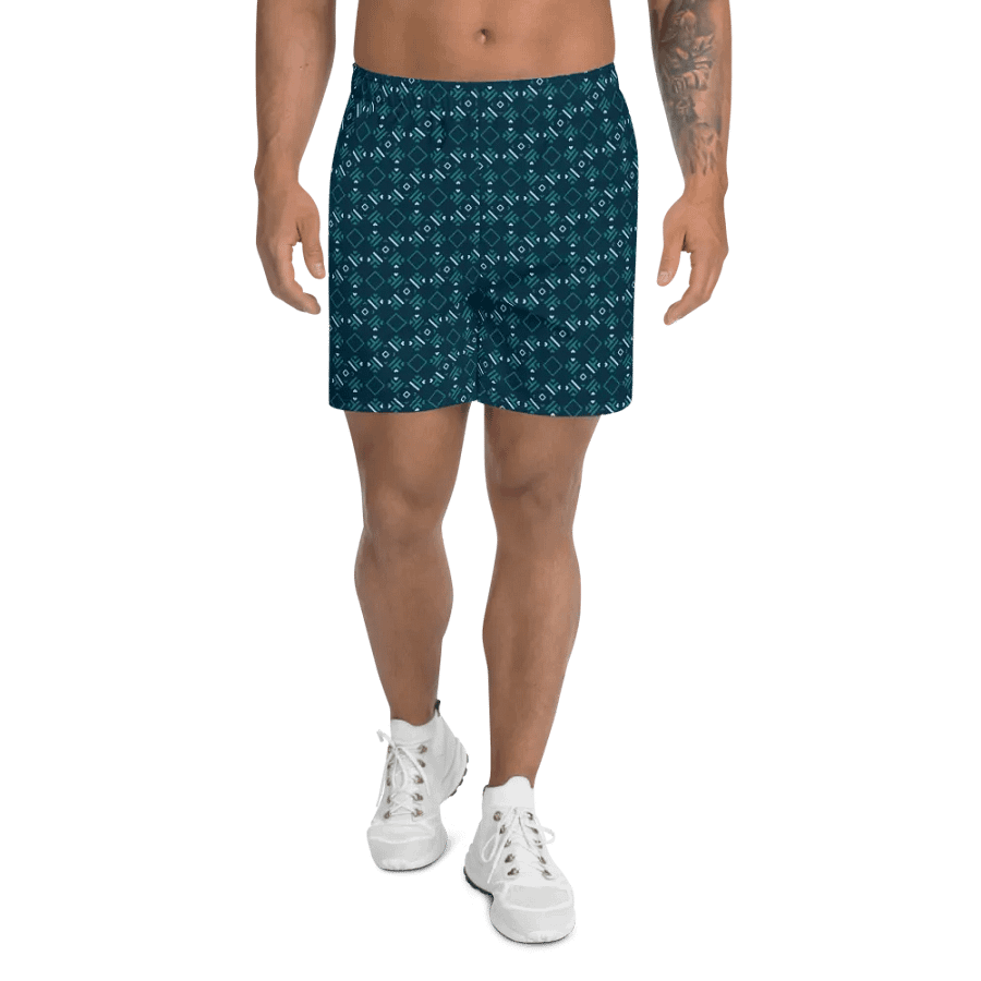 Facet Fantastic Blue Geometric All Over Print Unisex Athletic Long Shorts product image (8)
