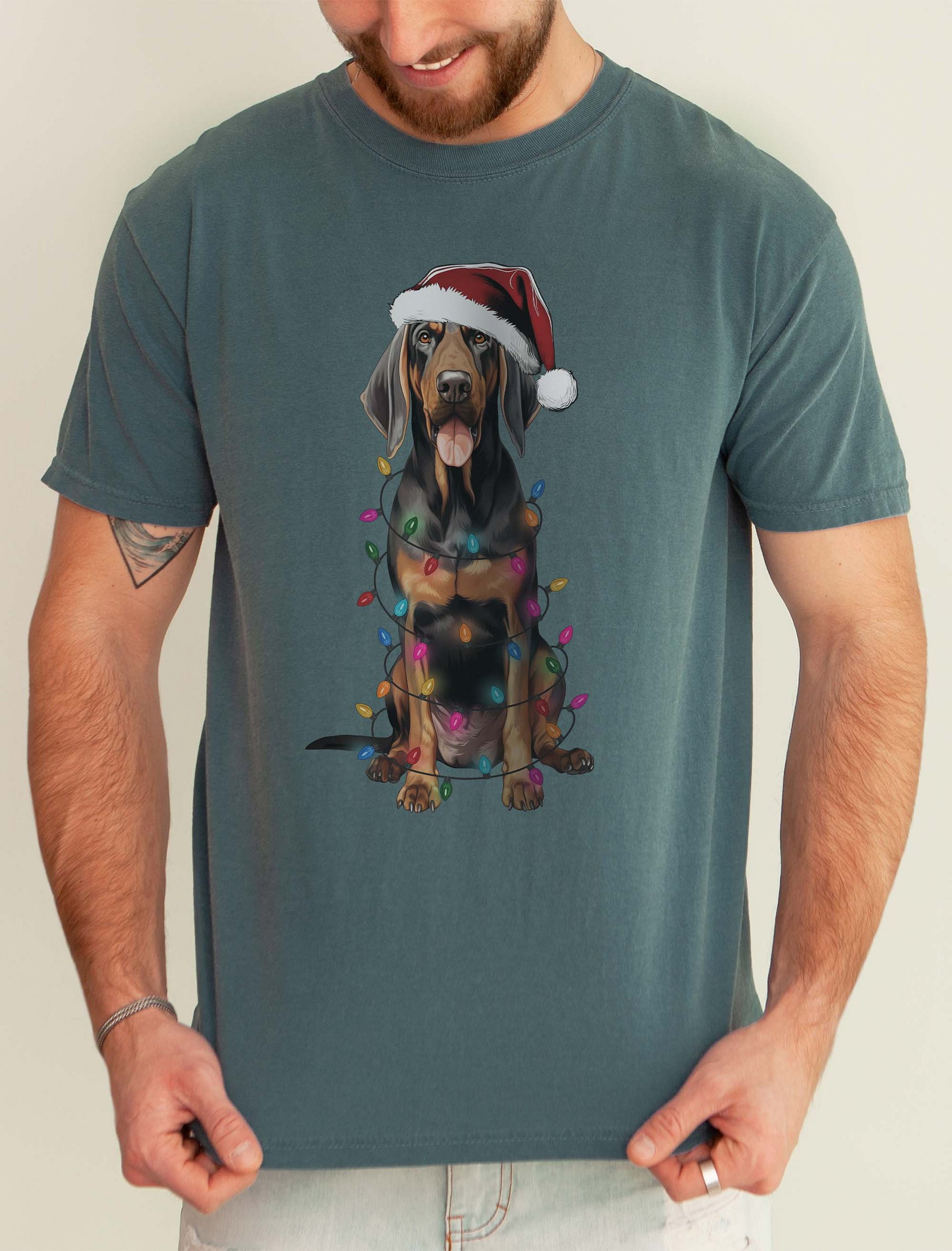 Funny Black and Tan Coonhound Christmas T-Shirt for Coonhound Paw-rents product image (41)