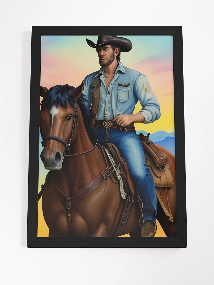 Cowboy setting on a horse wall art product image (20)