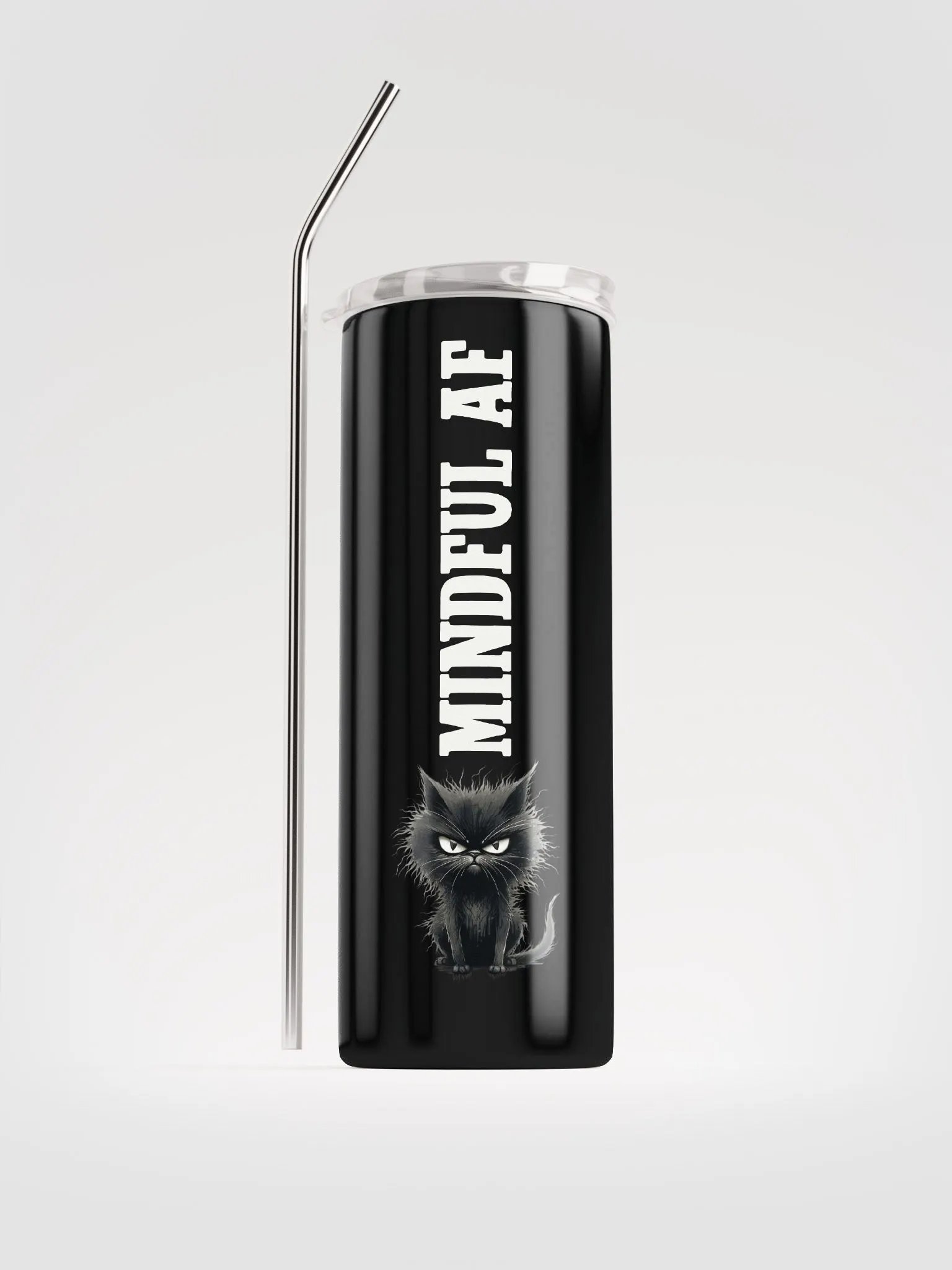 Mindful AF Stainless Steel Tumbler with Cat Illustration | Eco-Friendly Gift! product image (1)