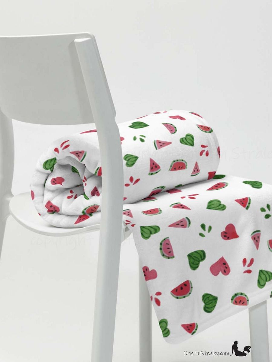 Watermelons and Hearts Fleece Throw Blanket product image (4)