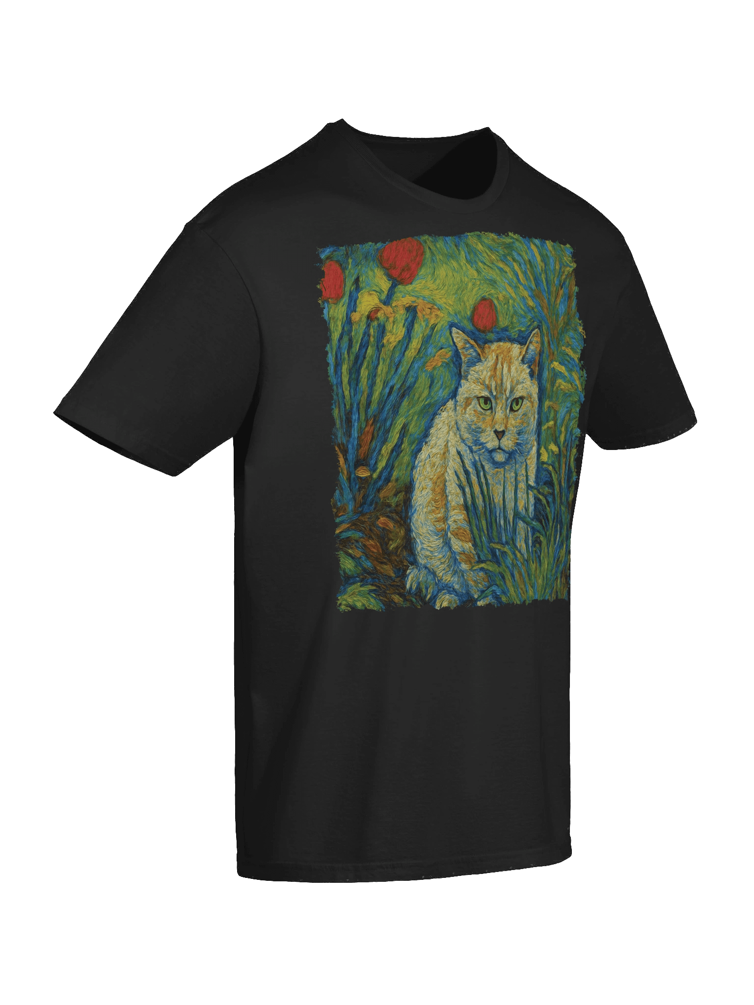 Staring Cat in Garden Van Gogh Style T-Shirt product image (111)