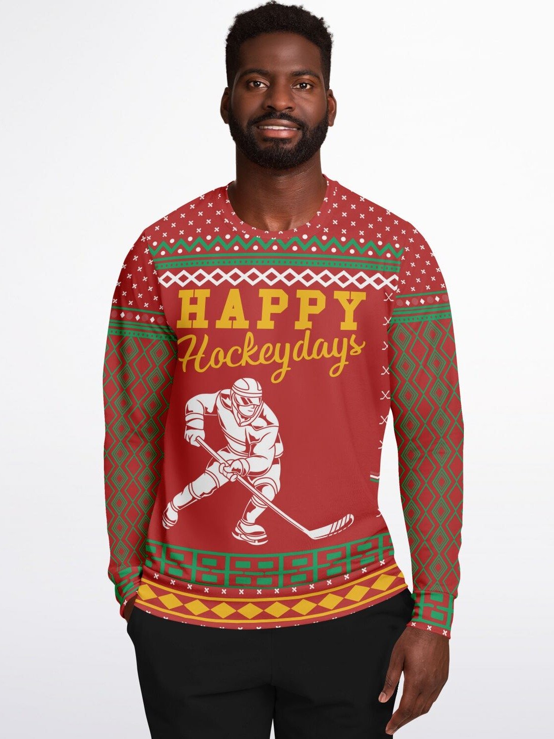 "Happy Hockeydays" Ugly Christmas Sweater | Funny Hockey Holiday Sweatshirt | Hockey Fan Winter Outfit product image (5)