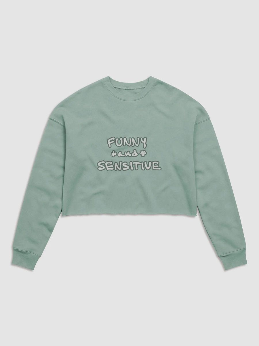 FUNNY *and* SENSITIVE (lined design, #66796E) women’s fleece crop sweatshirt product image (10)