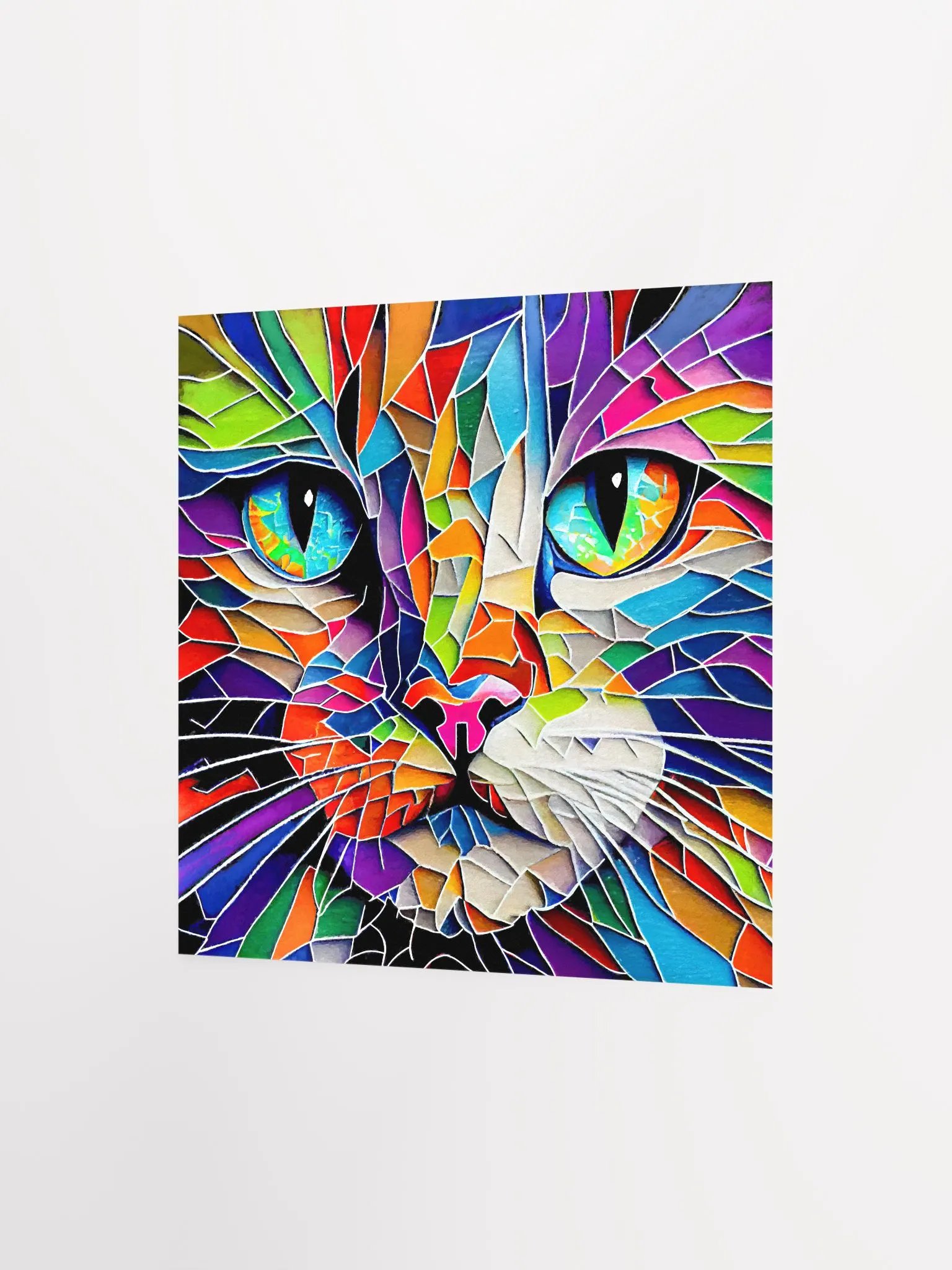 Vibrant Mosaic Style Cat Studio Art Print product image (2)