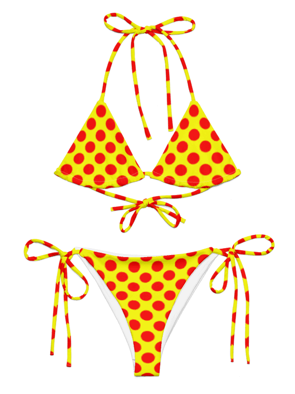 Red Polka Dots on Yellow String Bikini Set product image (4)
