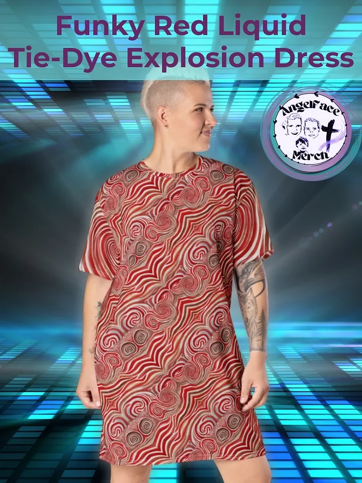 Funky Red Liquid Tie-Dye Explosion T-shirt Dress product image (1)