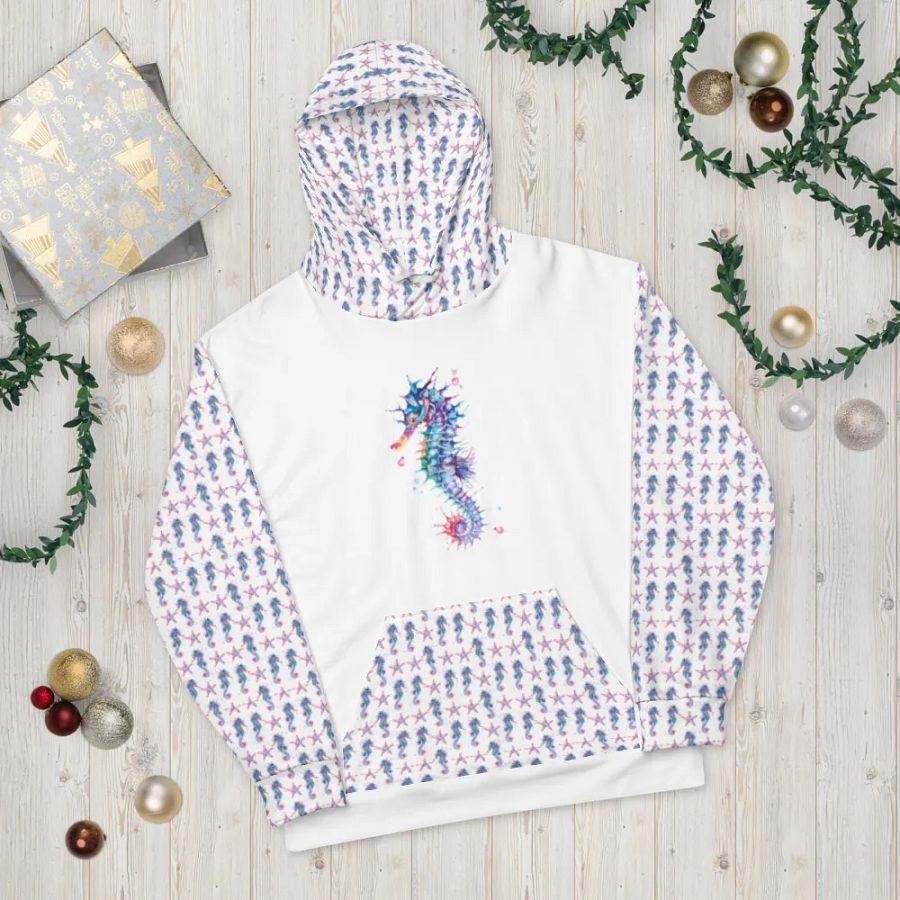 Vibrant Watercolour Seahorse Dreams Hoodie product image (12)