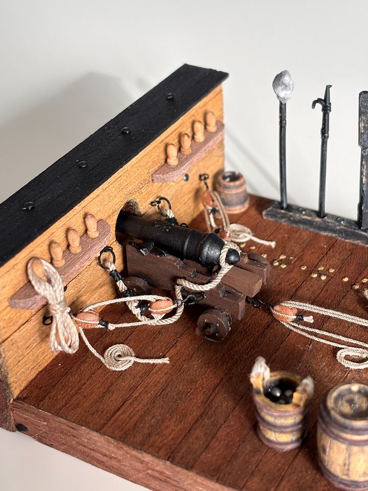 Wooden Diorama: Cannon Aboard a Historic Ship - brown ship version product image (1)