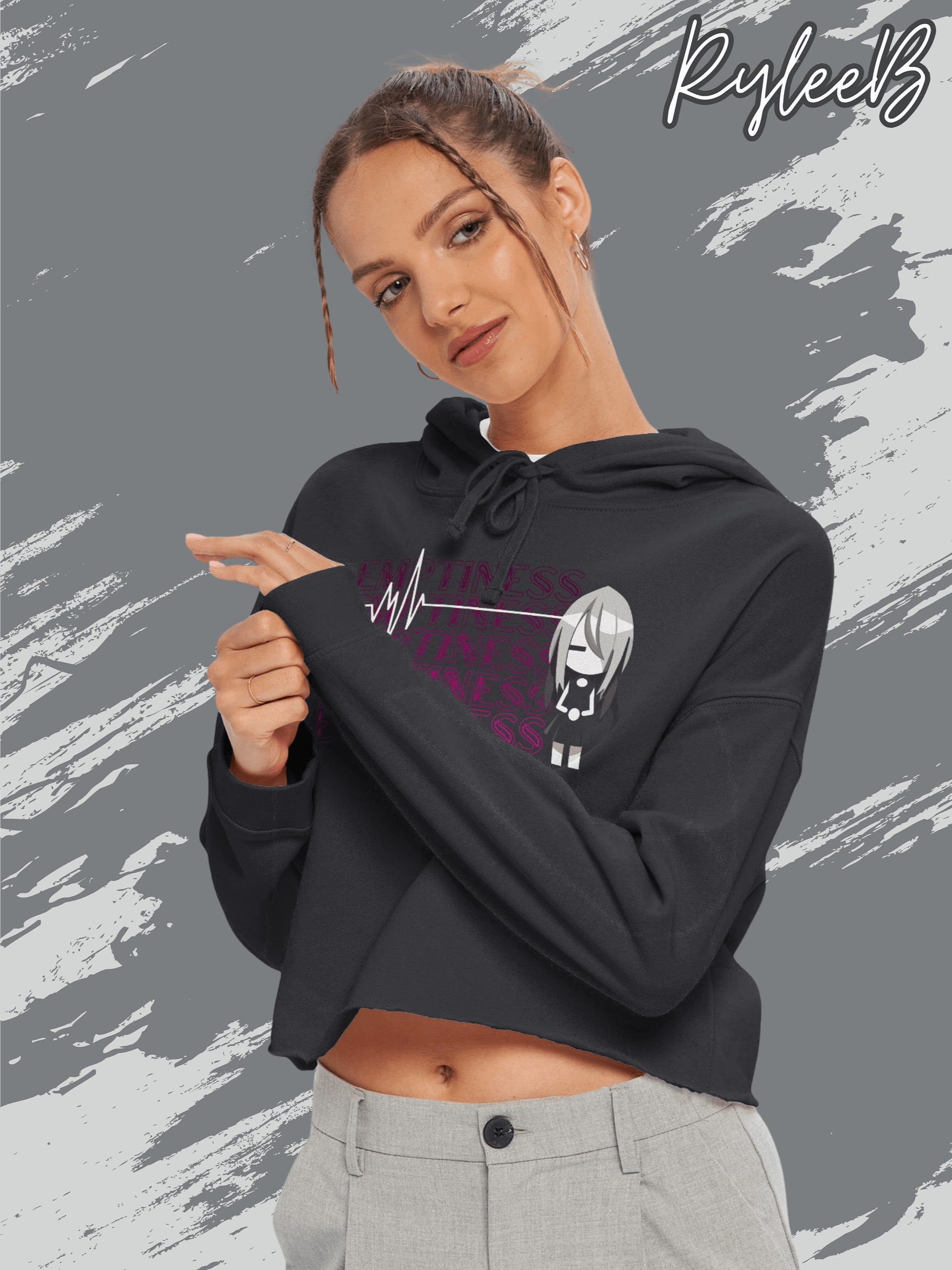 Moody crop hoodie - Emptiness by RyleeB product image (2)
