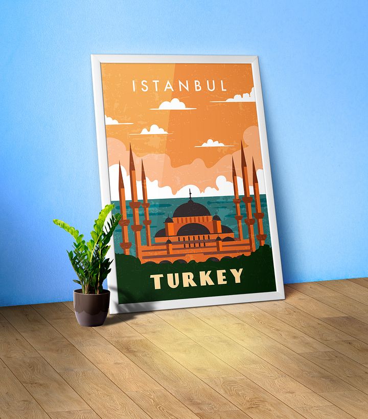 Istanbul, Turkey — Retro travel minimalist poster, retro travel art, retro travel wall art, vector art product image (1)