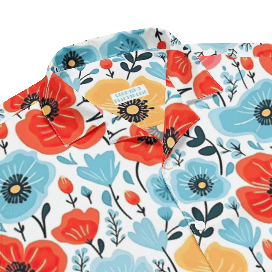 Retro Poppies Blue Red Hawaiian Shirt product image (5)