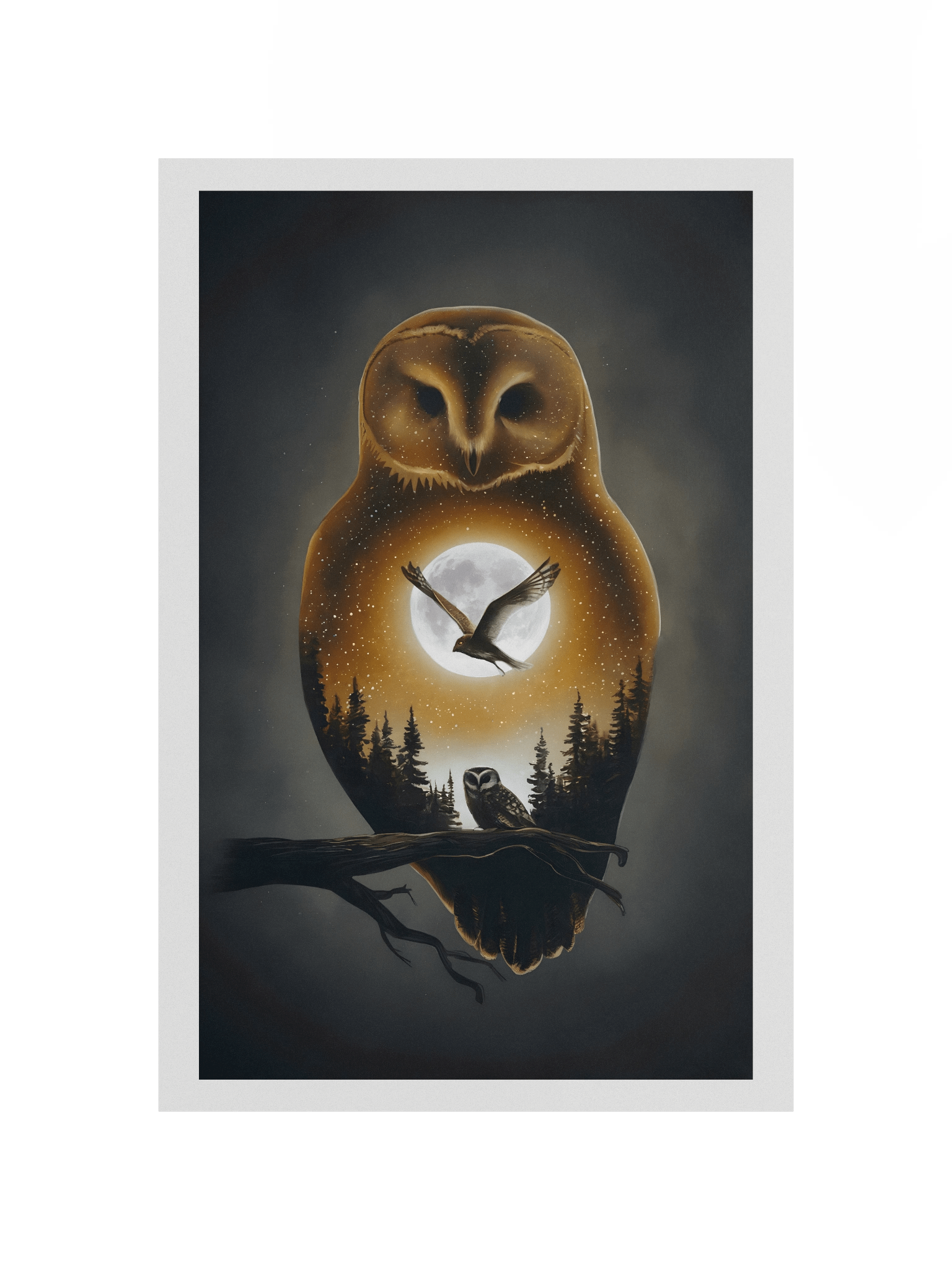 Mystic Owl Moon Poster – Spiritual Night Forest Wall Art product image (5)