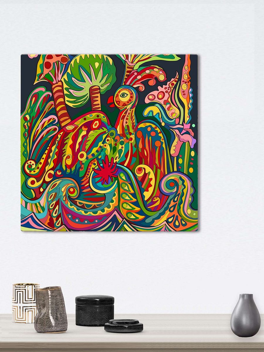 Psychedelic Canvas Art: Swirling Patterns and Vibrant Colors - Loro Park Bird product image (48)