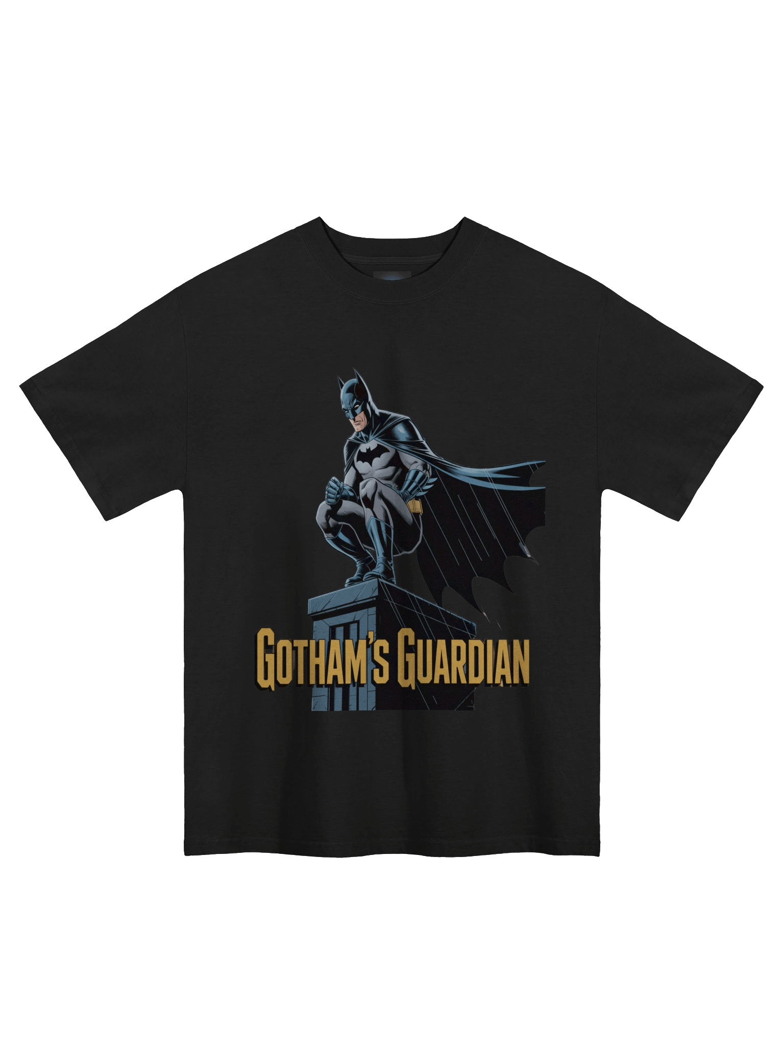 Perched Protector: Gotham's Guardian Batman Oversized Faded T-Shirt product image (3)