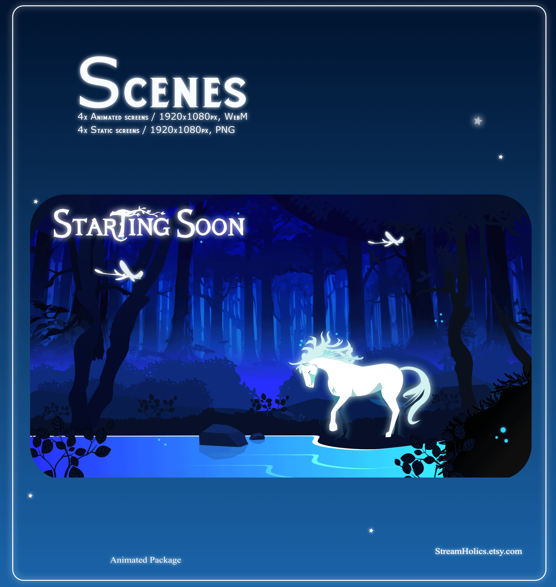 MAGICAL FOREST Stream Overlay Animated Pack, Magical Overlay Animated, Forest Stream Overlay, Horse Stream Overlay Animated, Blue Overlay product image (5)