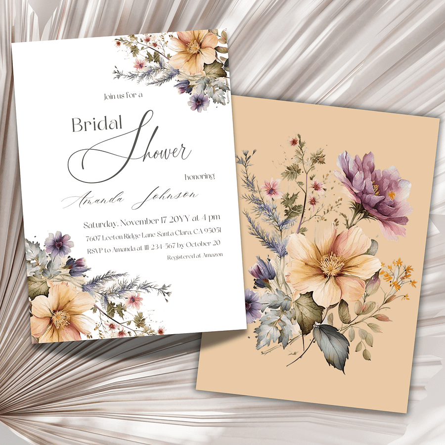 Rustic Bridal Shower Invitation for a Boho Floral Party Theme, Wildflower Themed Wedding Shower Invite Canva Template, Digital Download product image (4)