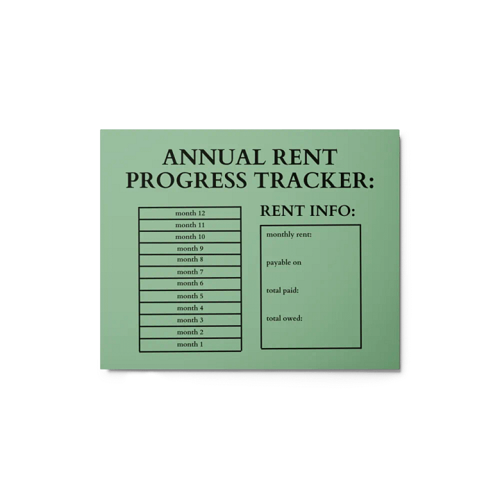 HIGHFALUTIN ANNUAL RENT TRACKER (black design 12) product image (1)