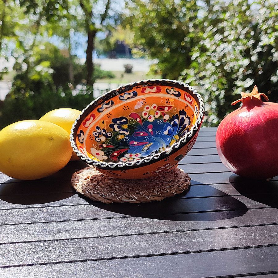 Handcrafted Bowl, Ceramic 4.7"/12 cm (Yellow) – Unique Turkish Pottery for Home Decor — handmade pottery, handmade ceramic, home decor, handmade gift product image (7)