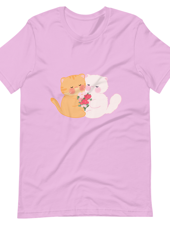 Cat Duo with Flower Bouquet Soft Cotton Unisex T-shirt product image (1)