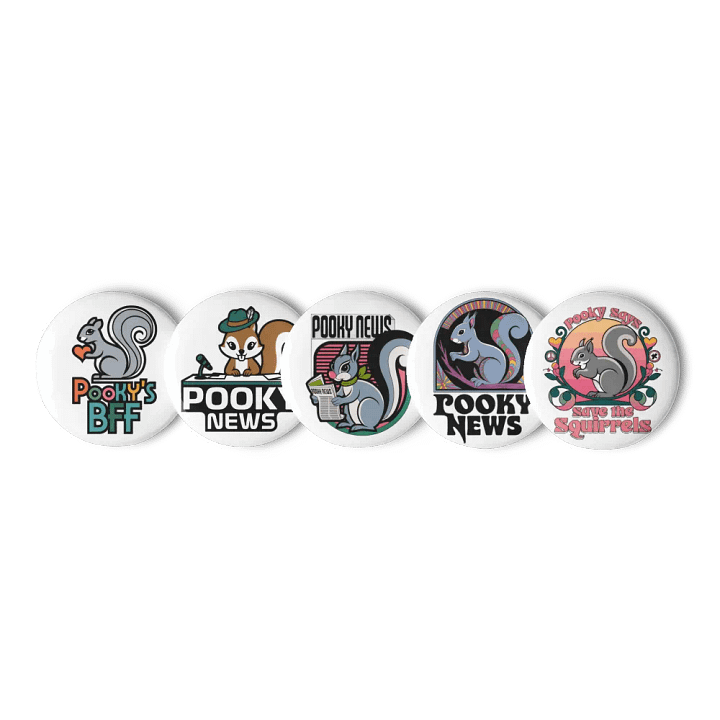 Original Pooky Artwork Buttons: Set of Five -x product image (1)