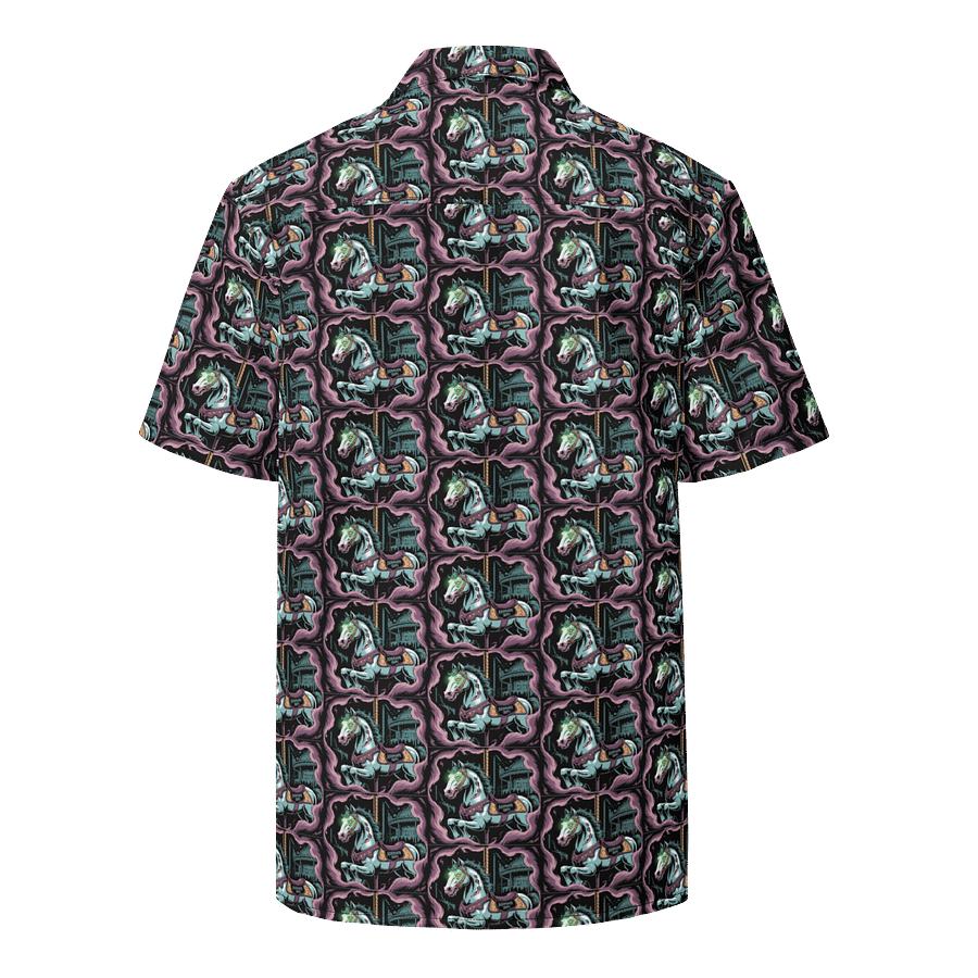 Midnight Veil Designs Enchanted Carousel Gothic Unisex Hawaiian Shirt - Purple & Green Print product image (2)
