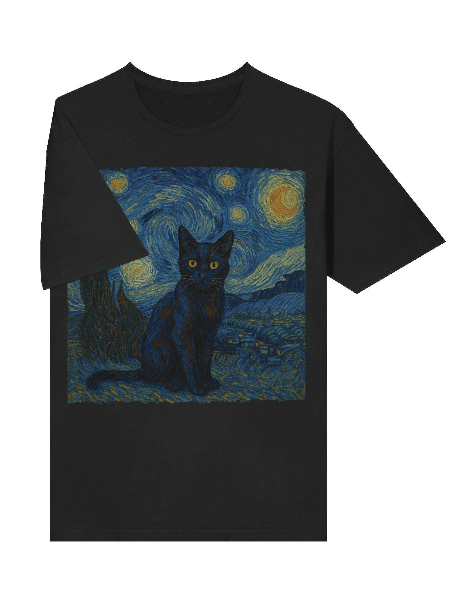 Starry Night Black Cat T-Shirt product image (75)