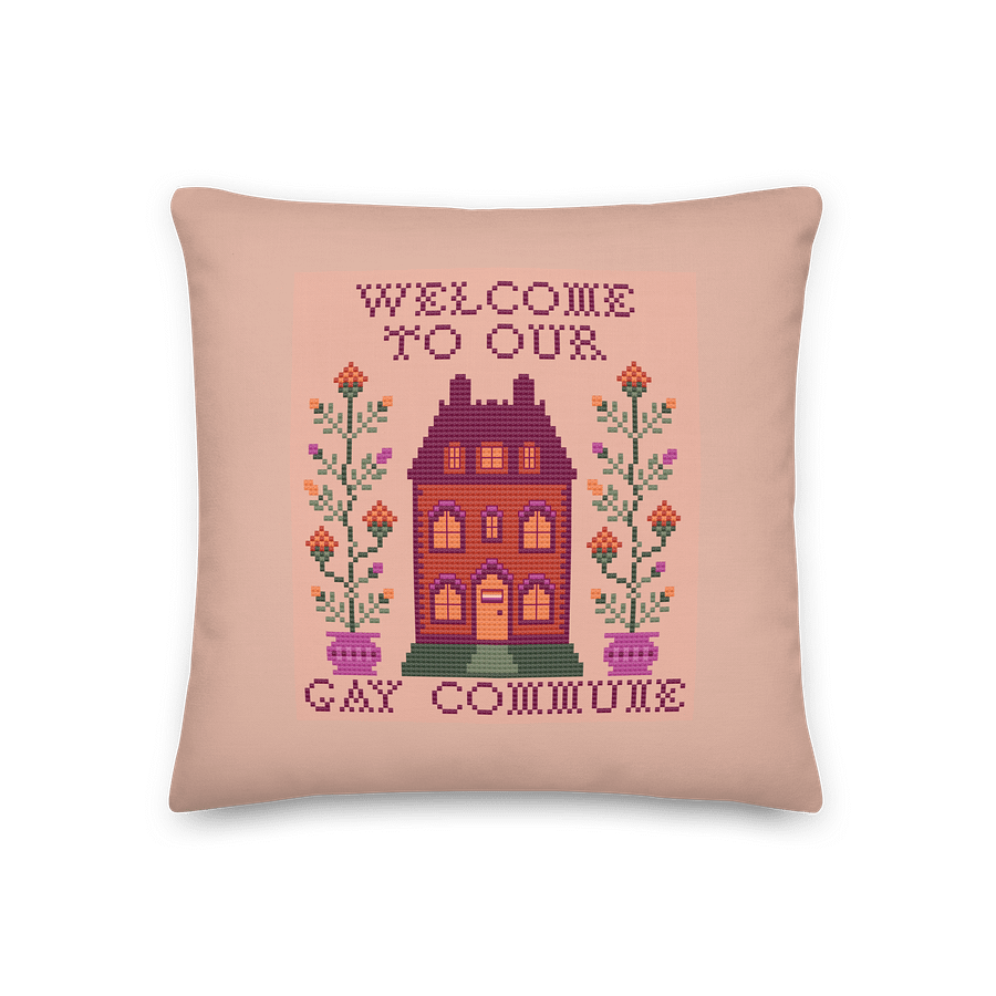 Welcome to Our Gay Commune Throw Pillow - Lesbian Flag product image (1)