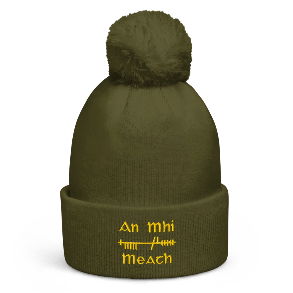 Meath/An MhÍ Orthodox Style Ogham, green with gold, embroidered Pom-Pom Beanie product image (1)