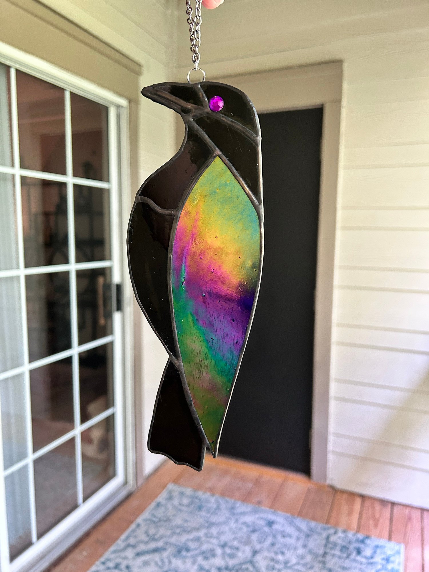 Rainbow Crow Stained Glass Suncatcher product image (2)