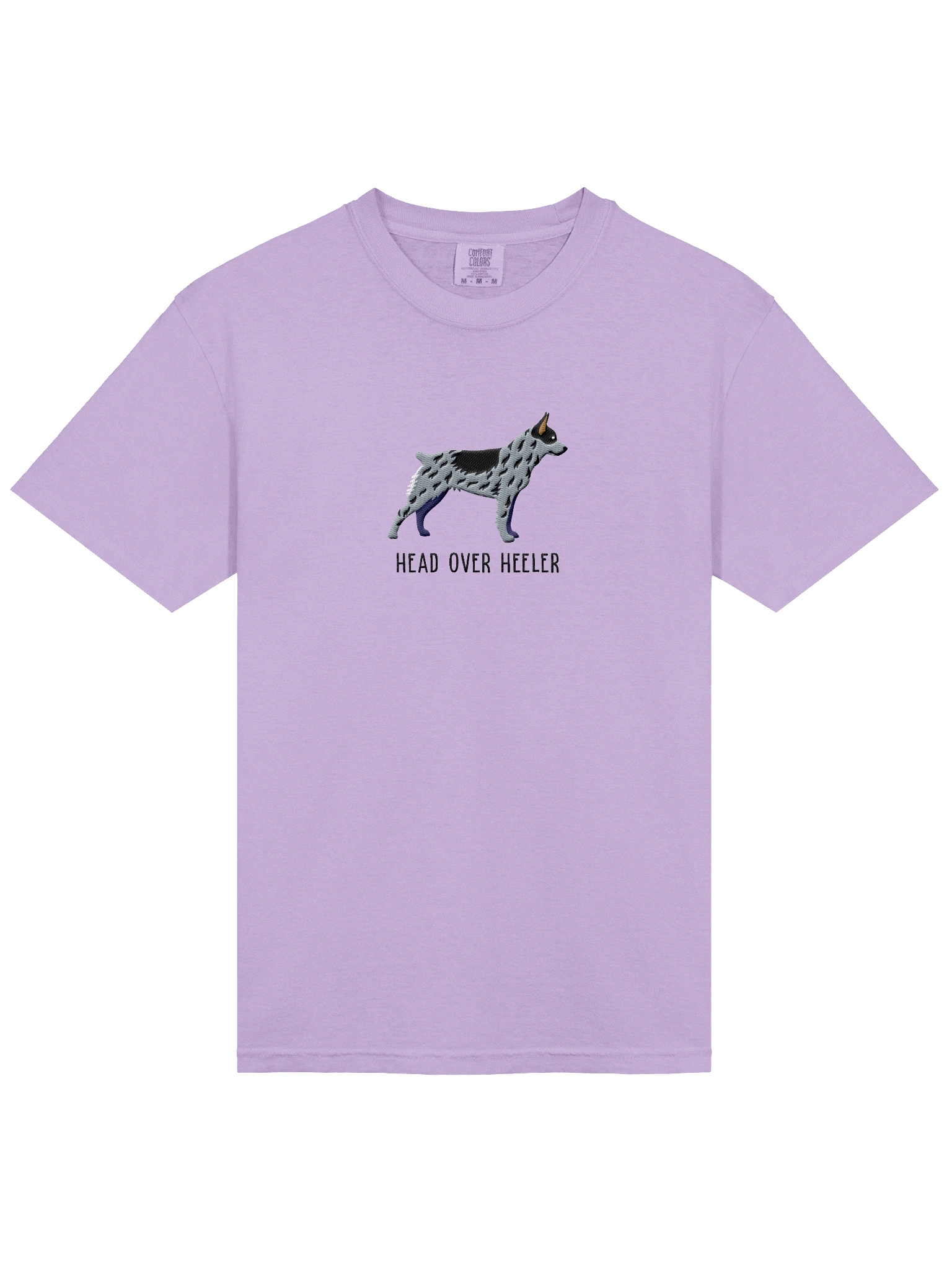 Head Over Heeler T-Shirt(Embroidered) of an Australian Cattle Dog(Blue Heeler, Docked Tail) product image (33)
