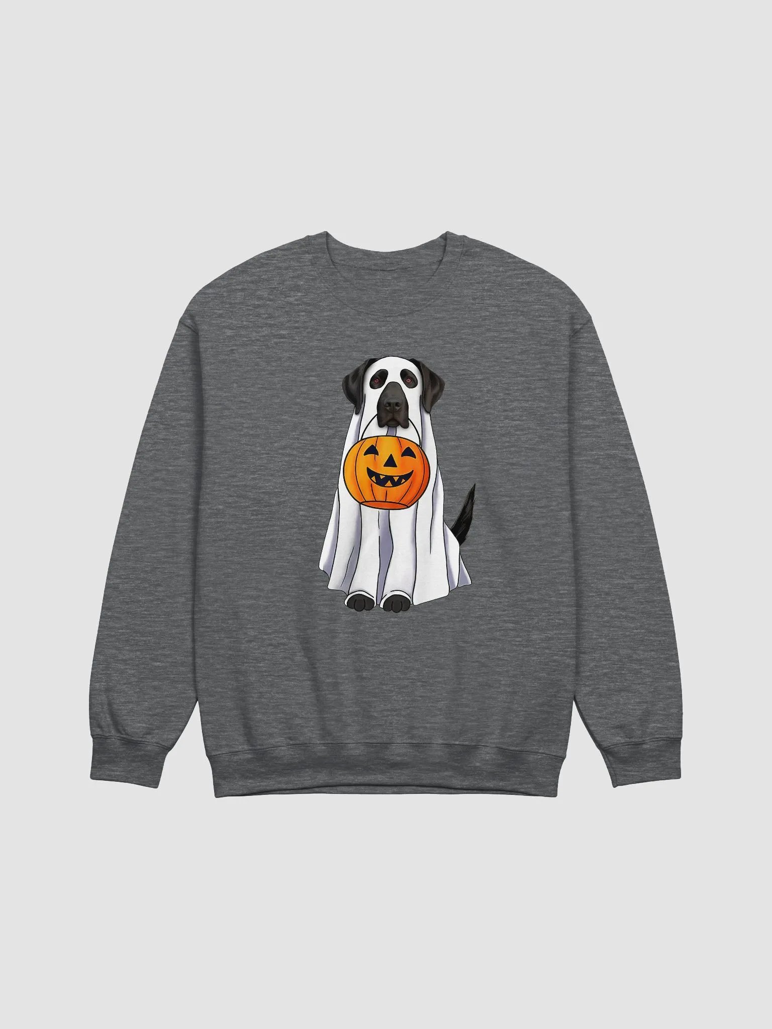 Labrador(Black) Halloween Sweatshirt | Funny Fall & Halloween Labrador Wearing a Ghost Costume with a Pumpkin Basket product image (3)