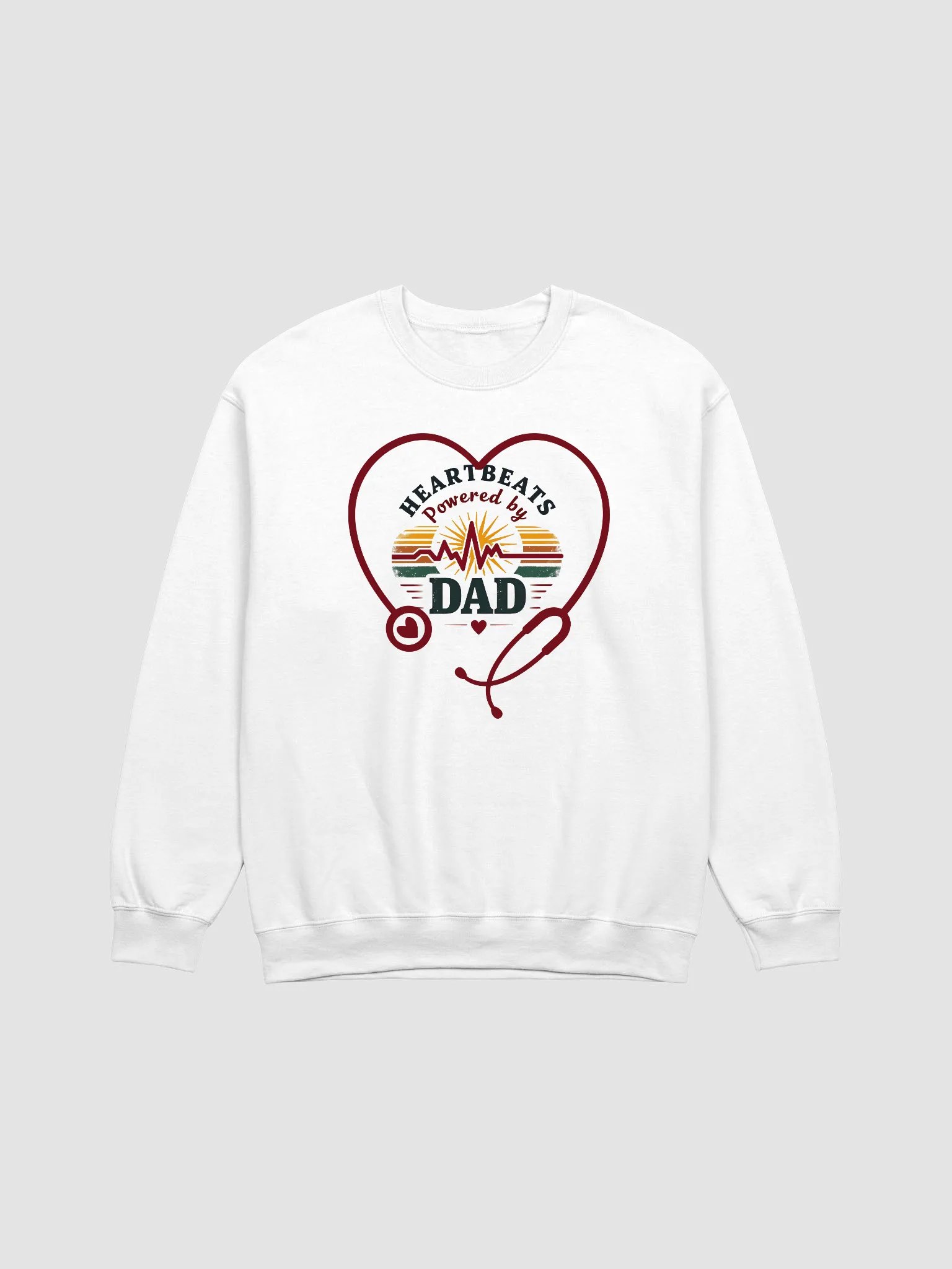 stethoscope heart, ekg Heartbeats Powered by Dad Crewneck Sweatshirt product image (4)