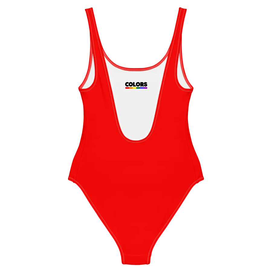 Plain Color Red One-Piece Swimsuit product image (8)