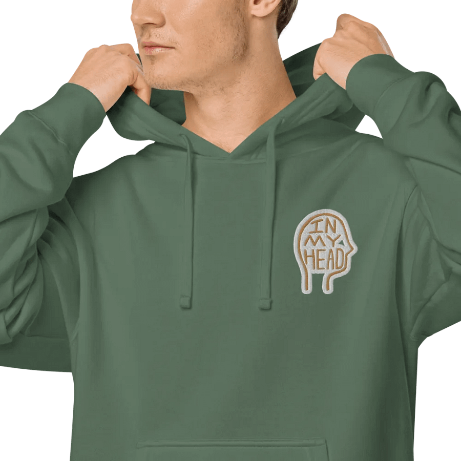 In My Head (L.C. brown bubble design) embroidered pigment hoodie product image (7)