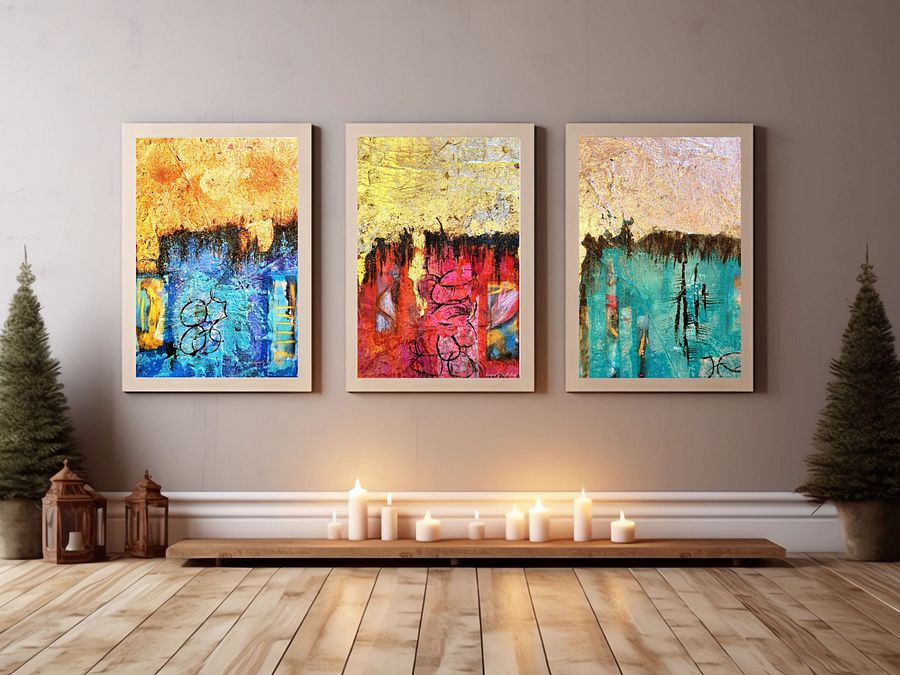 3 wall art designs , digital download in 3 colour of original artwork by b.reters product image (3)