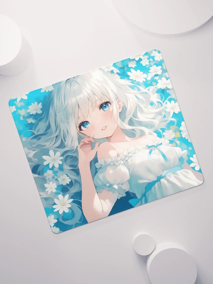 Cute anime girl in flower field gaming mouse pad product image (7)
