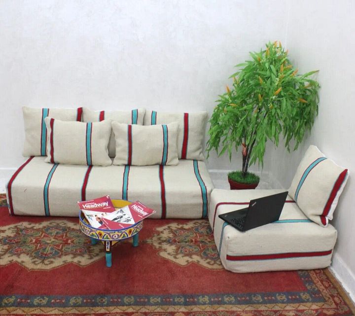Moroccan Floor sofa, Moroccan floor couch, set of floor sofa pillows pouf product image (1)