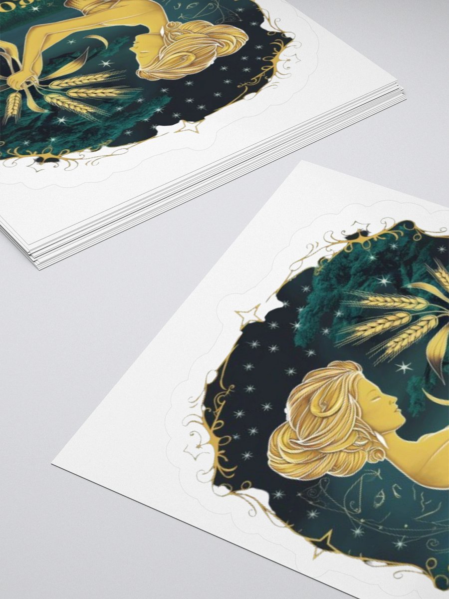 Virgo Zodiac Sticker - Maiden with Wheat & Floral - Durable Vinyl product image (12)