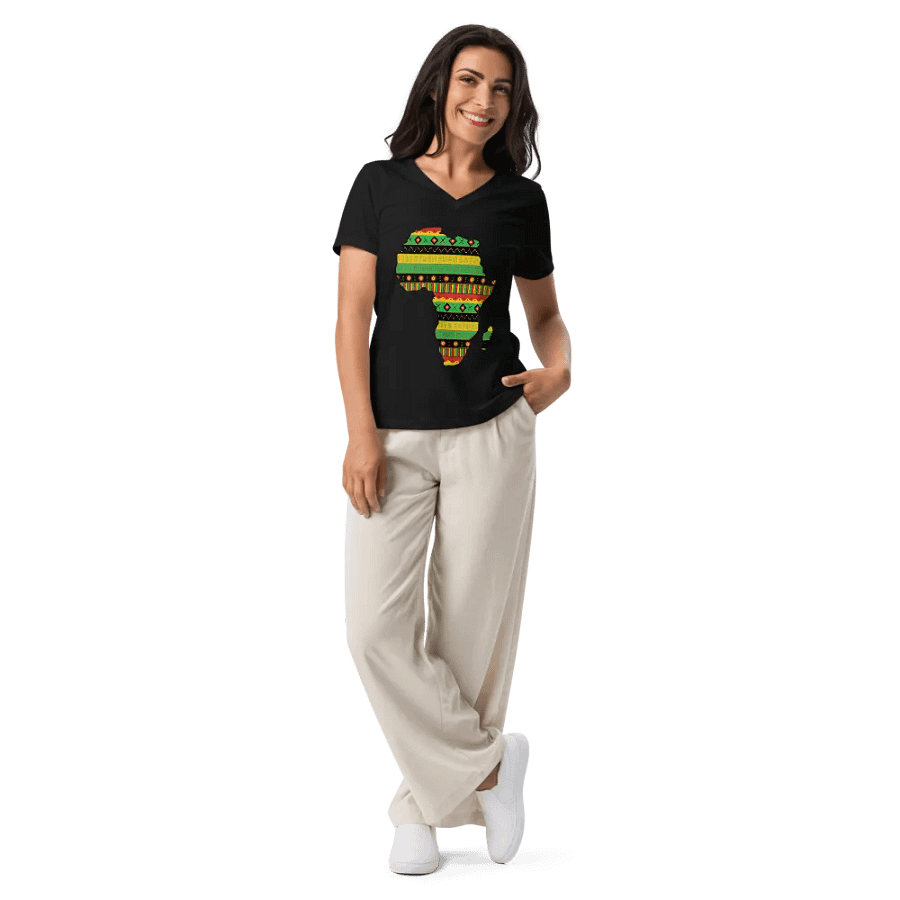 Uhuru - Women's Black Colourful African Map Tee product image (10)