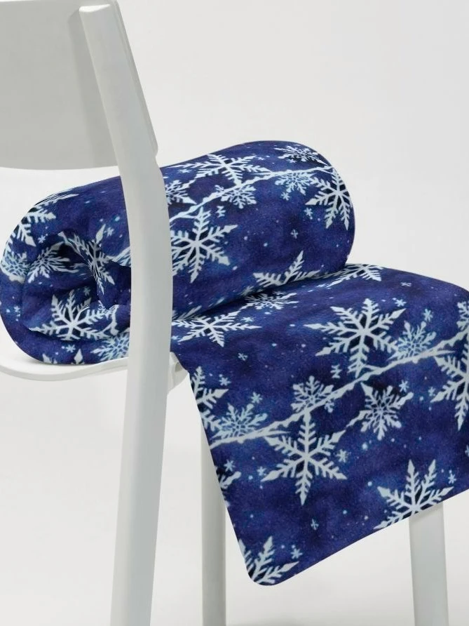Indigo Snowflake Fluffy Blanket Throw product image (1)