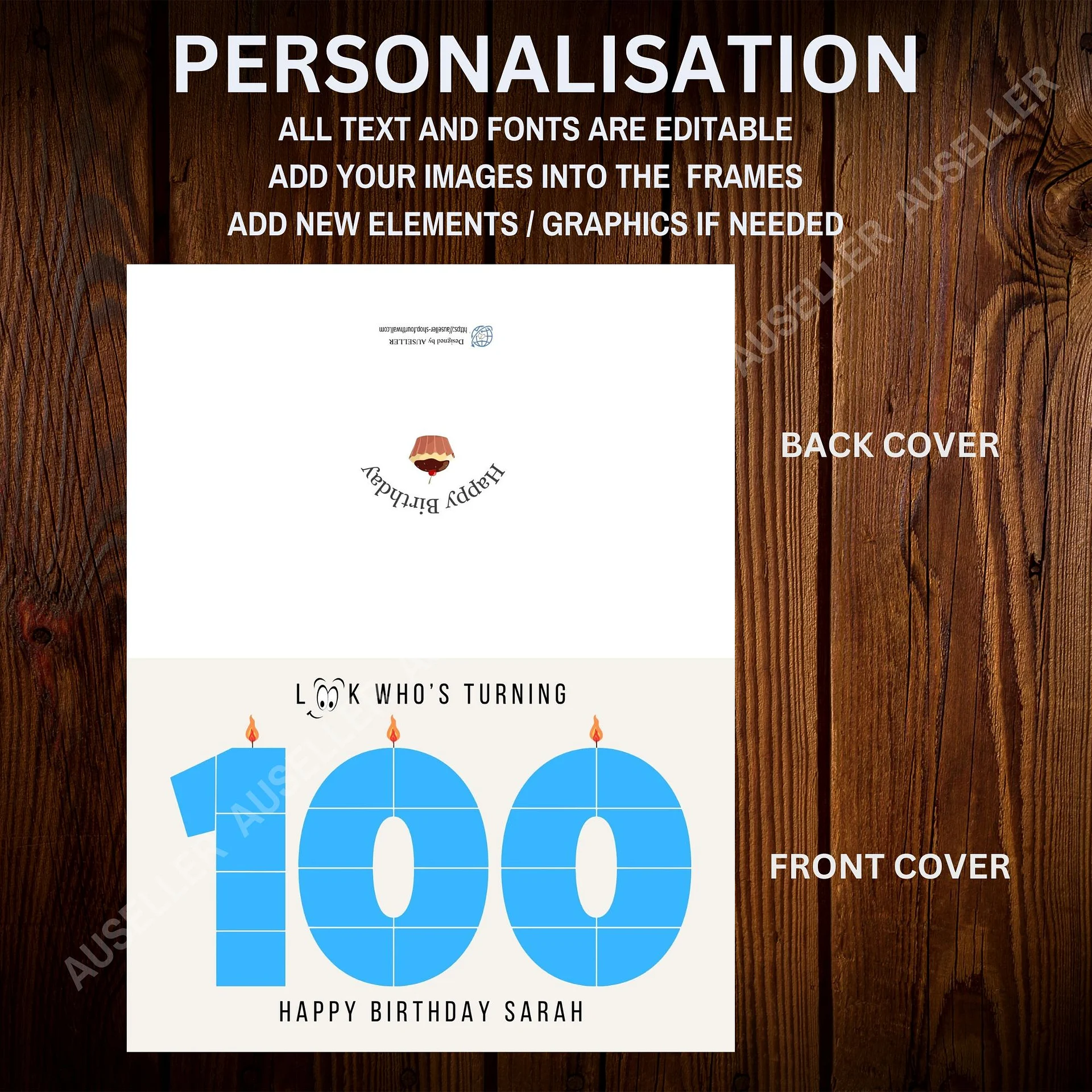 100th Birthday Number Photo Card Canva Template product image (6)