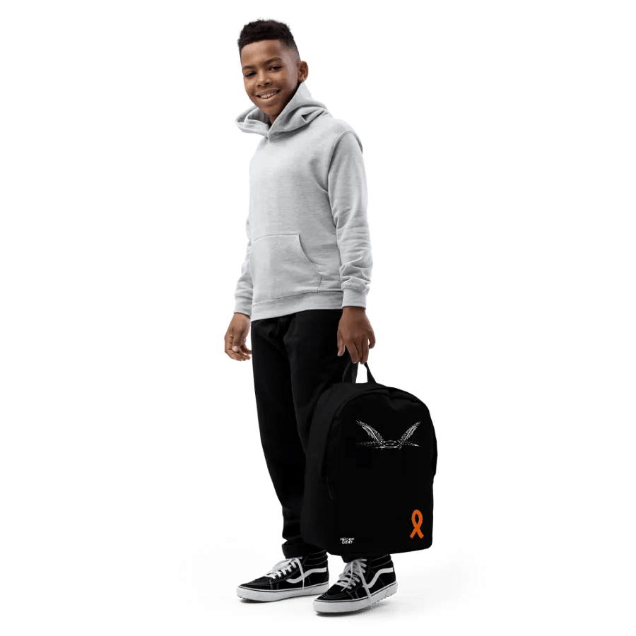 White HApex Gear White Logo Cancer Awareness Orange Ribbon. Black Minimalist Backpack product image (8)