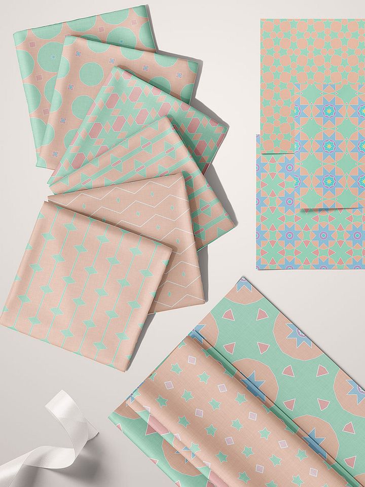 Abstract Pastels Pattern Pack 1 - Mint and Peach product image (1)