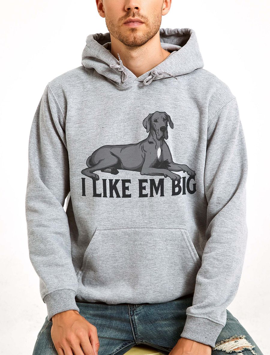 I Like Em Big Hooded Sweathirt of a Great Dane (Gray) | Funny Hoodie for Great Dane Paw-rents product image (24)