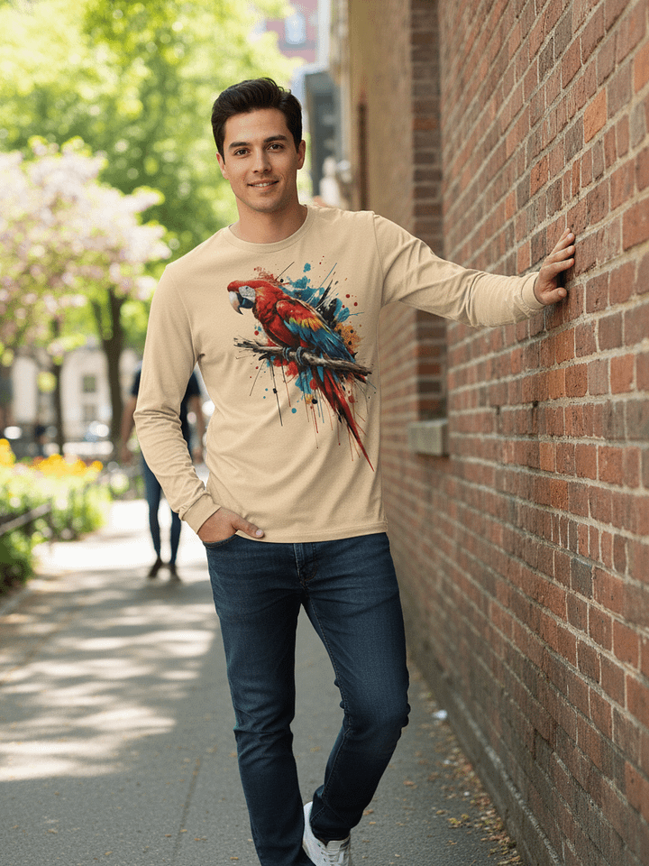 Vibrant Parrot Splash Long Sleeve T-Shirt product image (2)