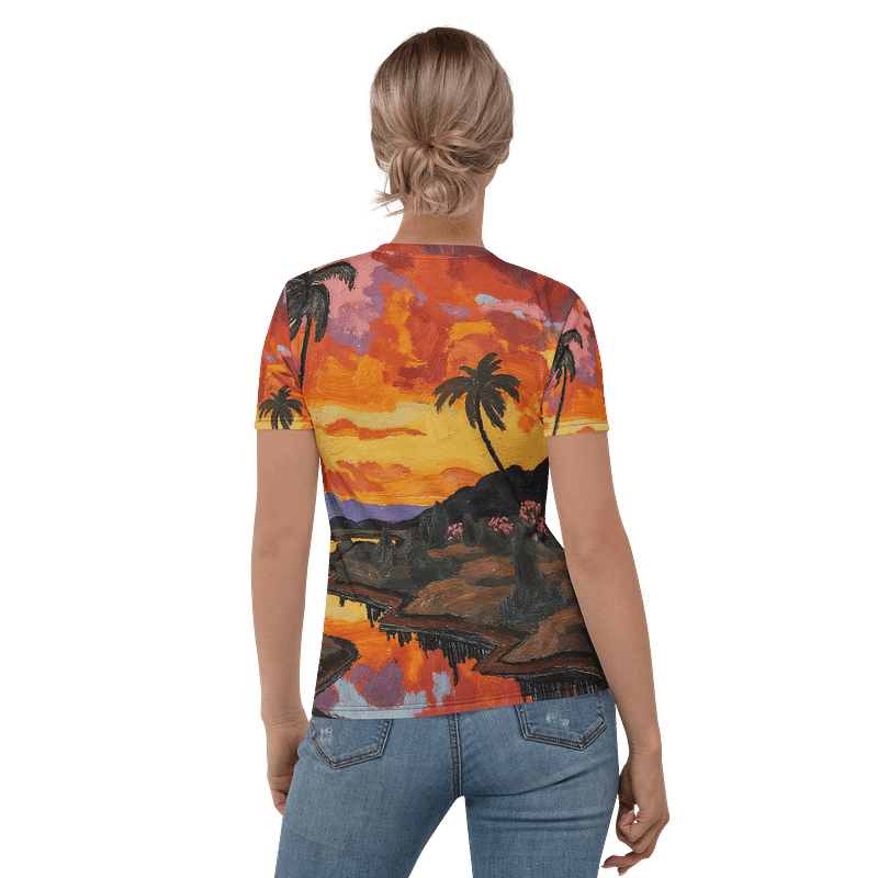 Dreamscape Palm trees and sunset landscape All-Over Print Women's T-Shirt